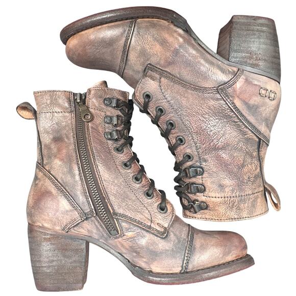 Bed Stu Judgement Combat Boots 6 Cobbler Pinkish Brown Granny Western Grunge USA - Picture 4 of 16